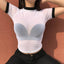 T-shirt en mesh transparent noir et blanc tendance pour femmes