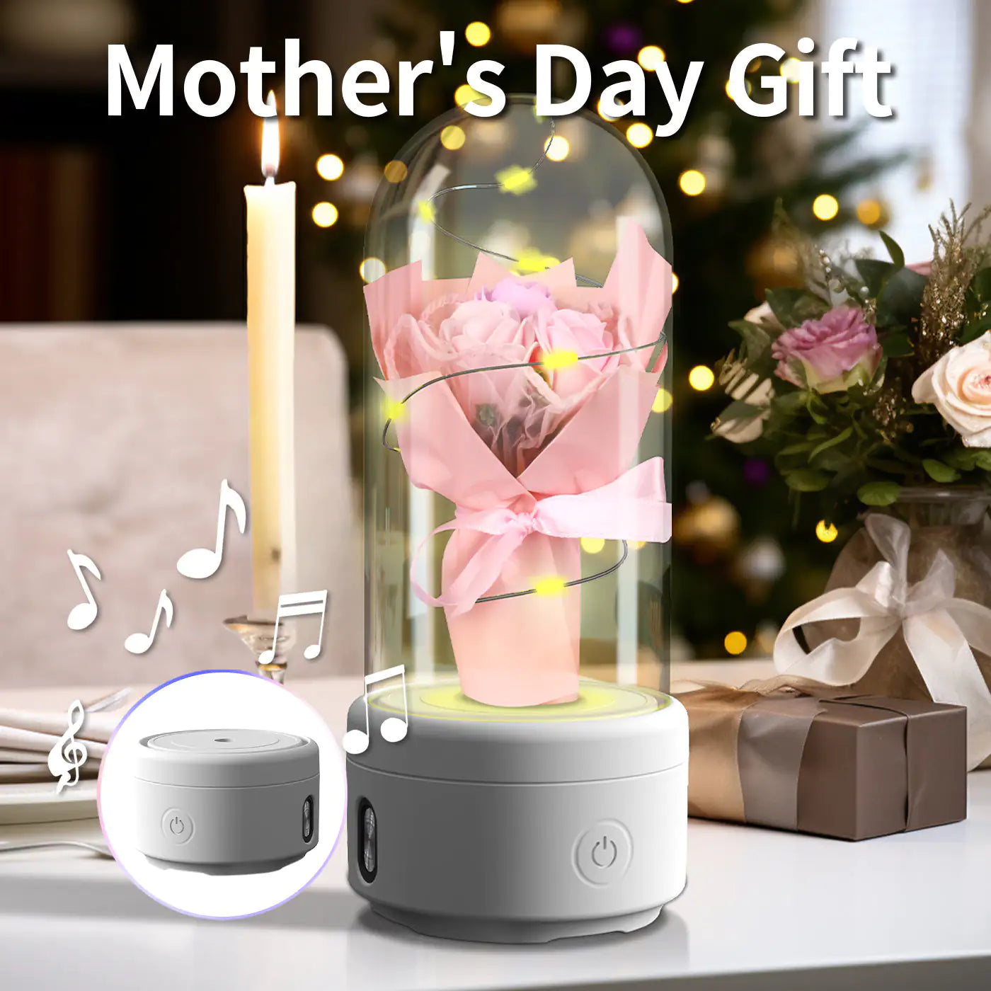 Lumière LED Bouquet 2-en-1 Créative et Haut-Parleur Bluetooth