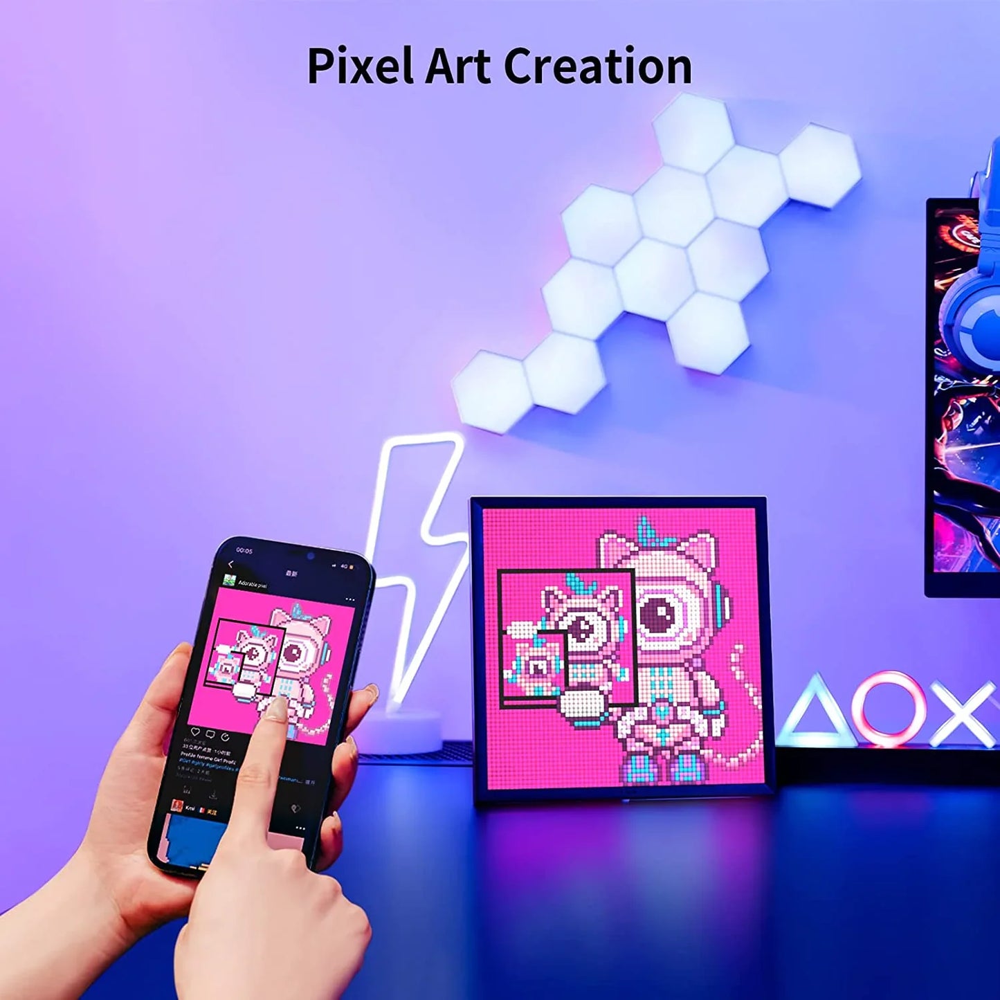 Marco de exhibición de arte en píxeles inteligente Pixoo 64