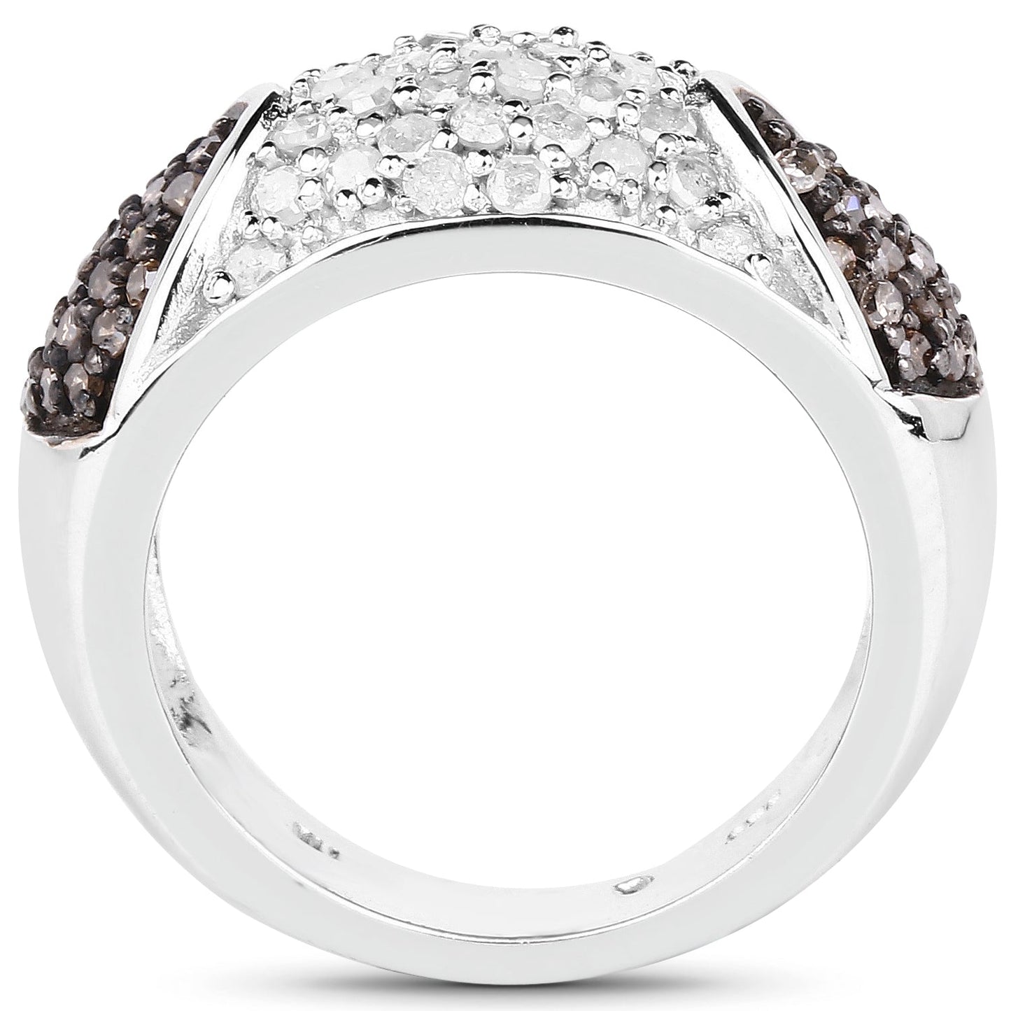 Bague en argent sterling avec diamants champagne et blancs de 0,94 carat