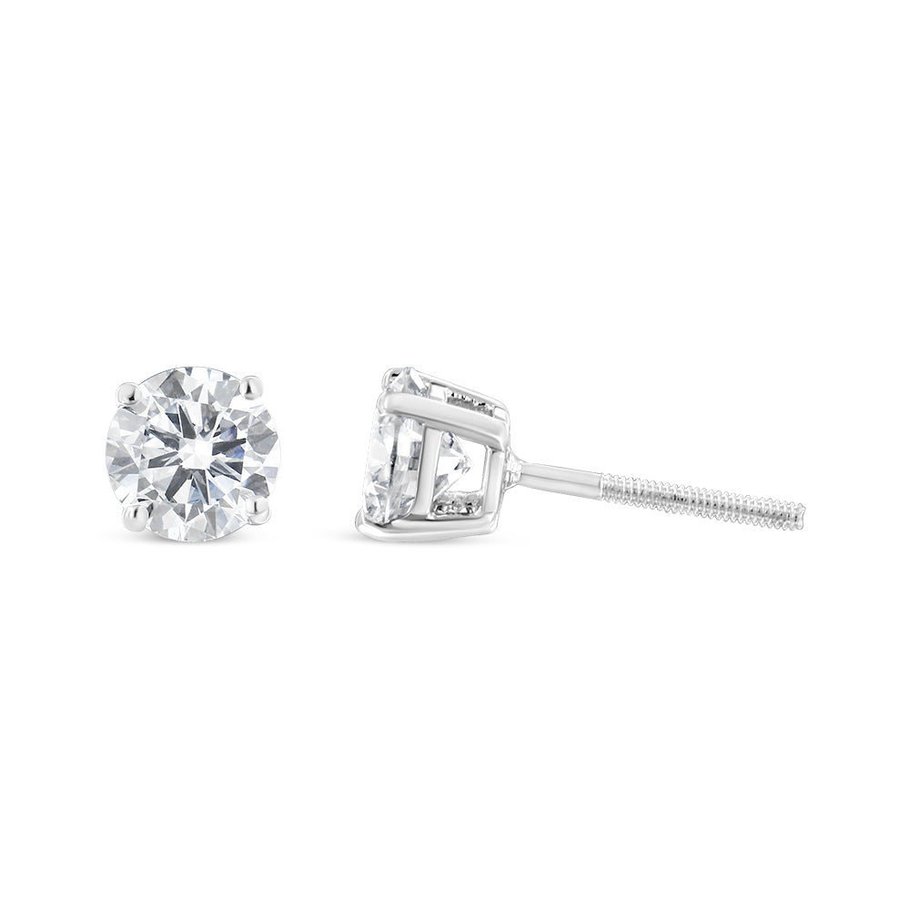 Pendientes de Stud Clásicos de Diamante Creado en Laboratorio de Oro Blanco de 14K