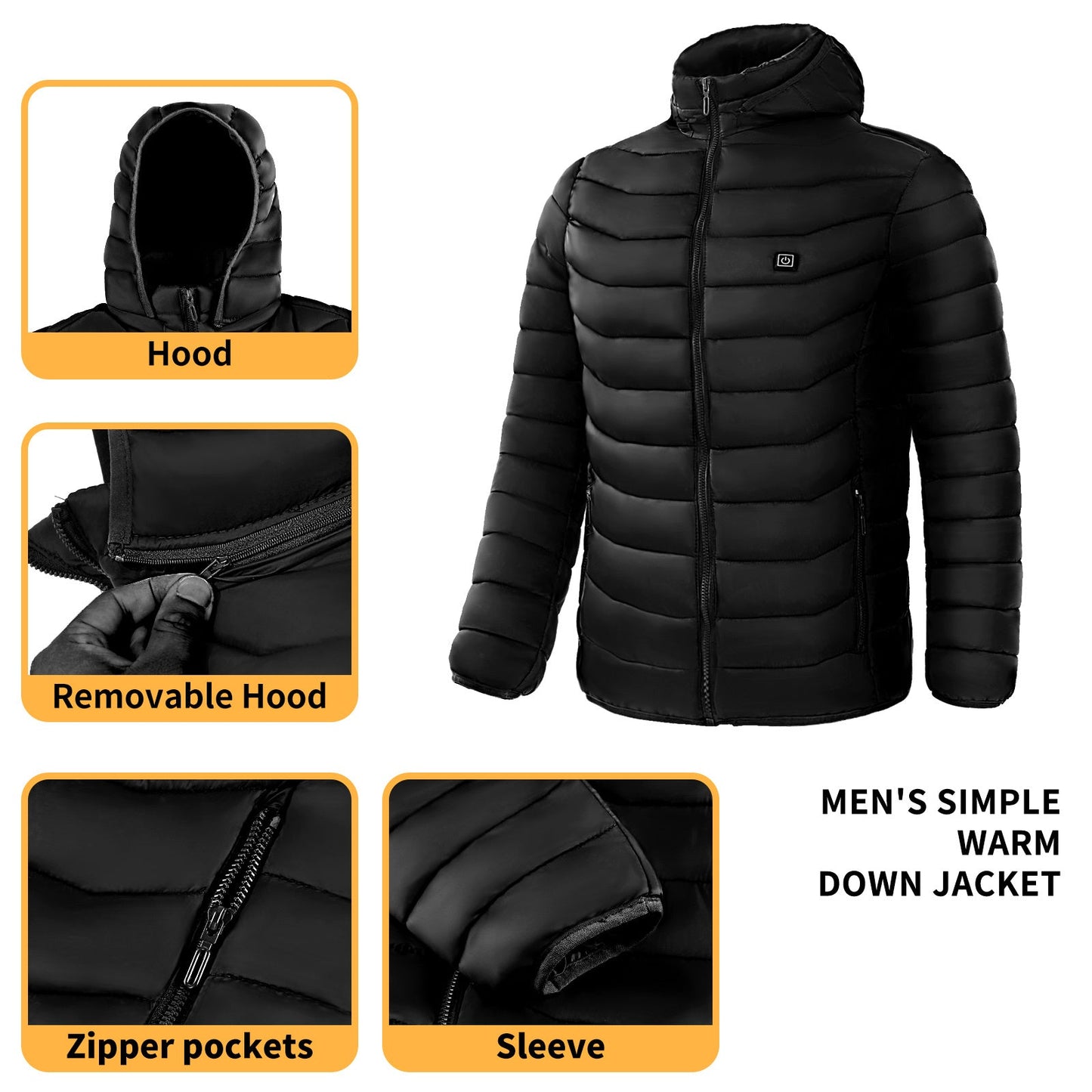 Veste Puffer Chauffante pour Homme avec Technologie de Chauffage Électrique