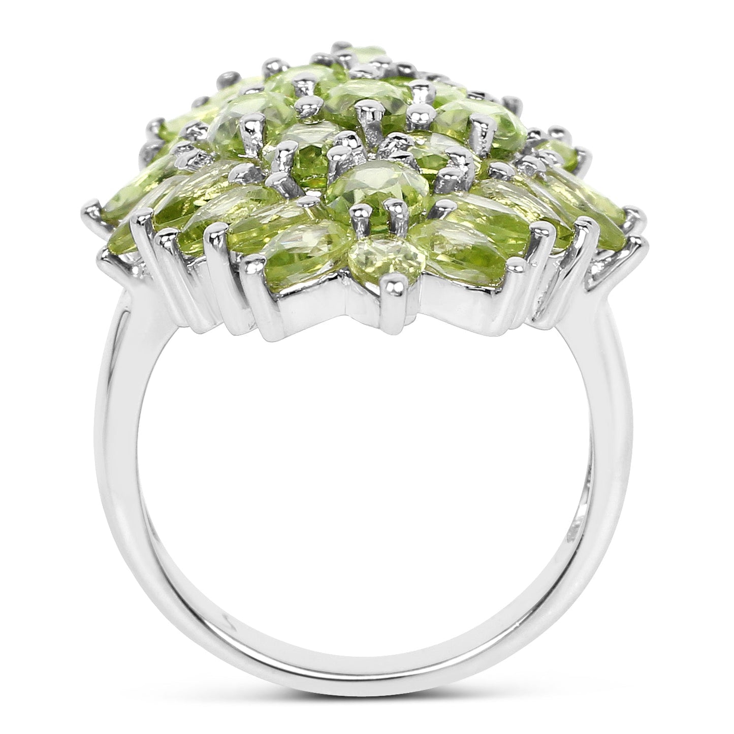 Anillo de Compromiso de Peridoto Genuino de 8.89 Quilates en Plata Esterlina .925