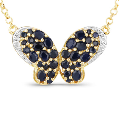 3.83 Carat Genuine Blue Sapphire & White Zircon Pendant