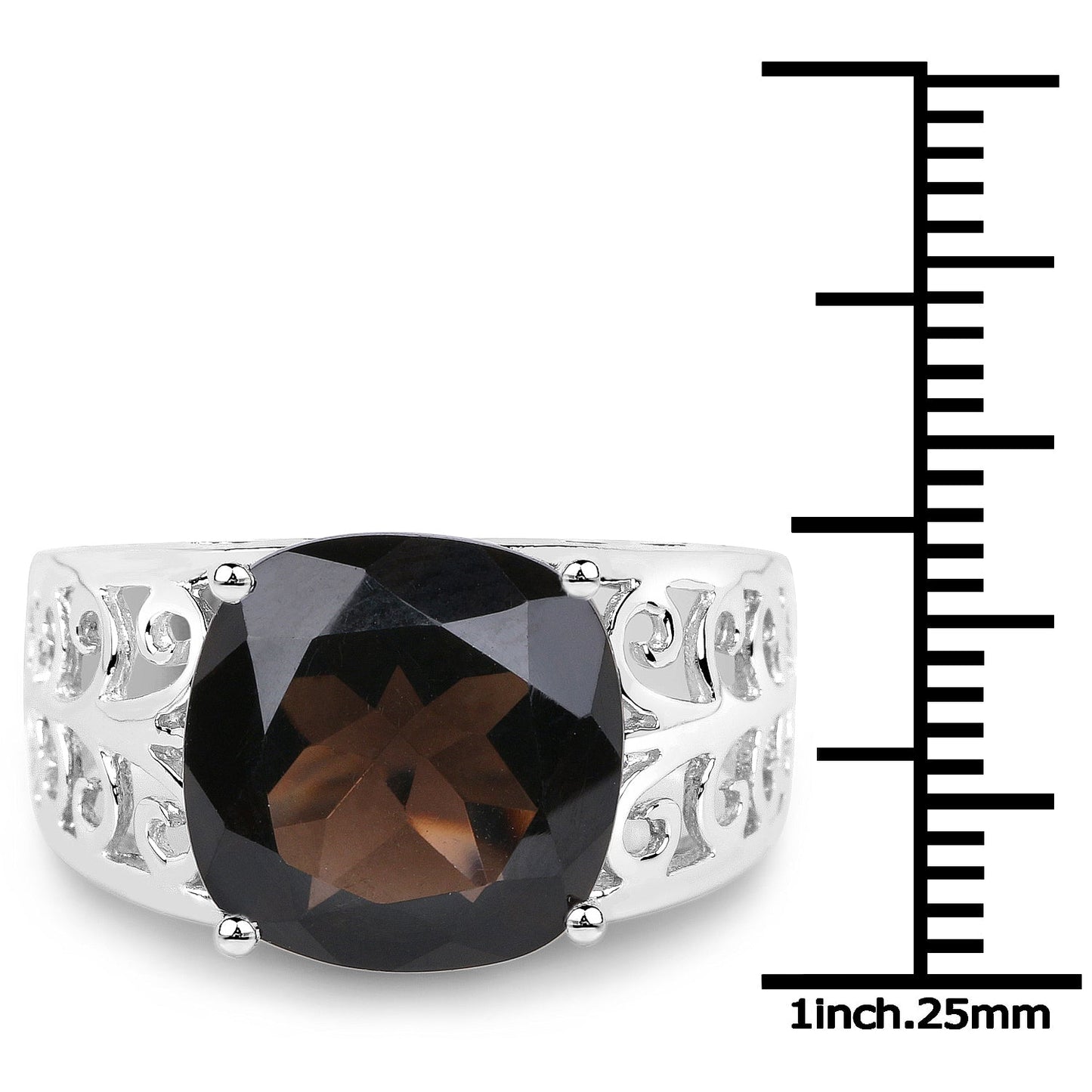 7.09 Carat Genuine Smoky Quartz Sterling Silver Ring