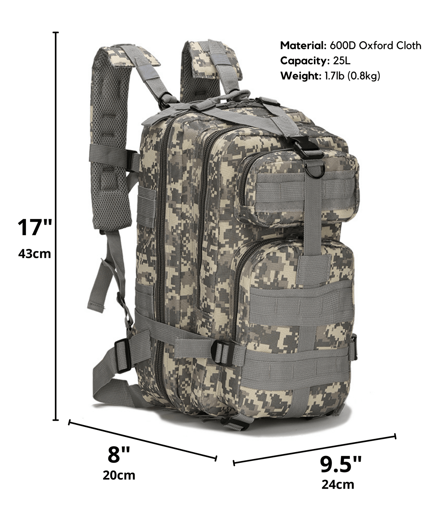 Tactical 25L MOLLE Backpack for Outdoor Adventures