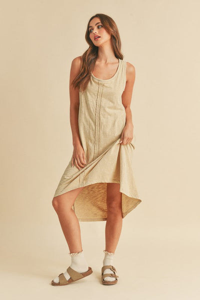 High-Low Hem Scoop Neck Midi Tank Dress for Women