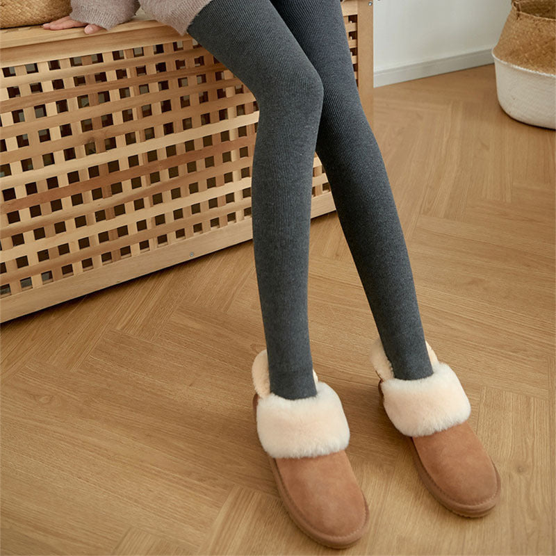 High Waist Stripes Leggings - Winter Warm & Stretchy
