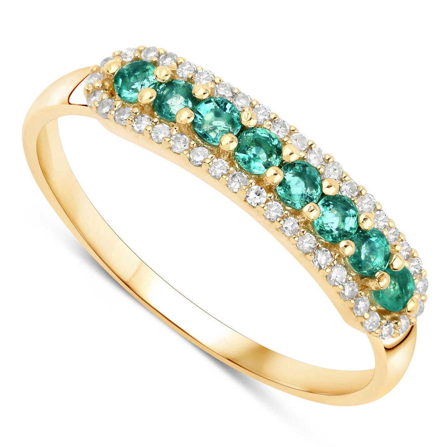 0.35 Carat Zambian Emerald & Diamond 14K Yellow Gold Engagement Ring