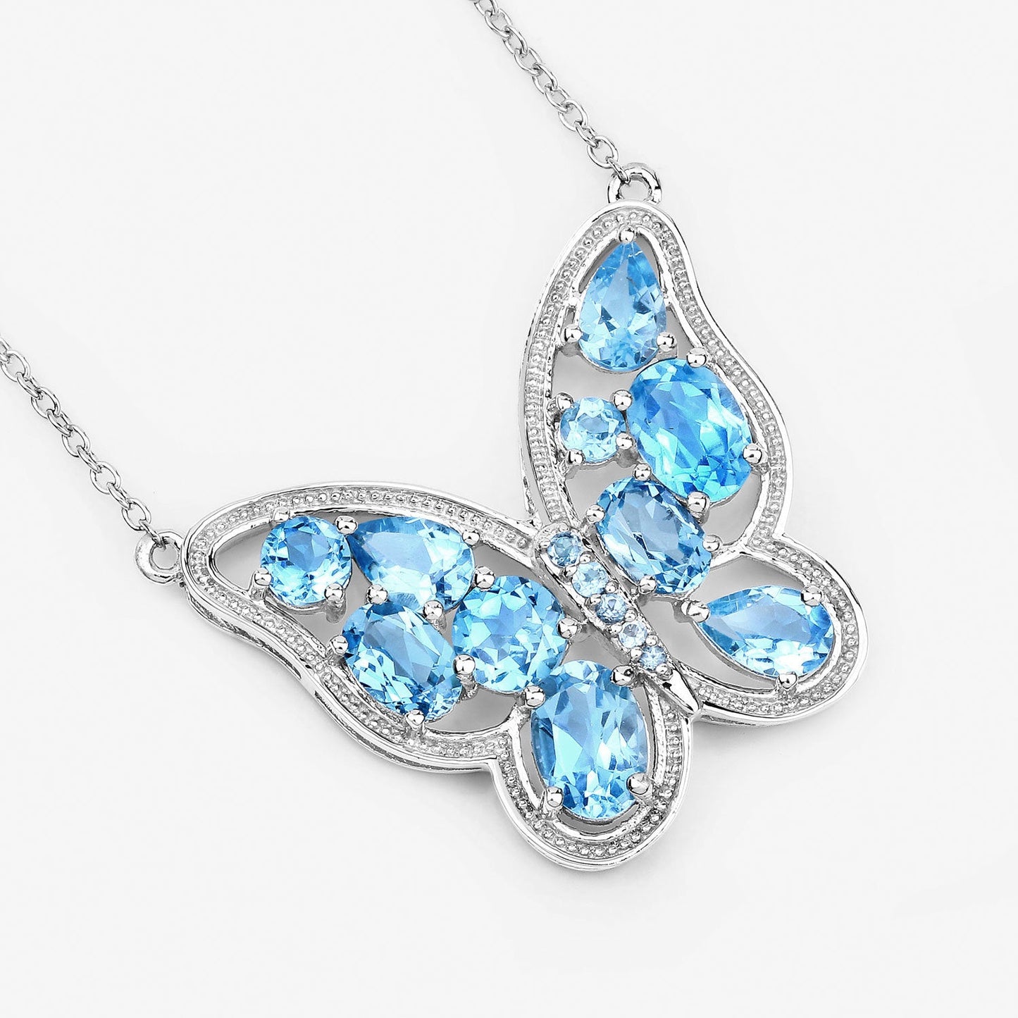 5.54 Carat Swiss Blue Topaz Necklace in Sterling Silver