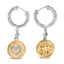 Pendientes Medallón Corazón de Diamante de Plata Esterlina Baño de Oro Amarillo de 18K