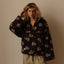 Winter Flowers Lambskin Sweatshirt with Big Pocket