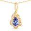 Colgante de Oro Amarillo de 14K con Tanzanita y Diamantes de 0.40 Quilates