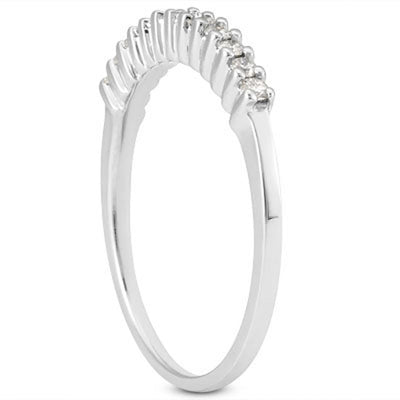 14k White Gold Shared Prong Diamond Wedding Ring Band