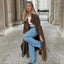 Manteau long en suède vintage à double boutonnage avec ceinture
