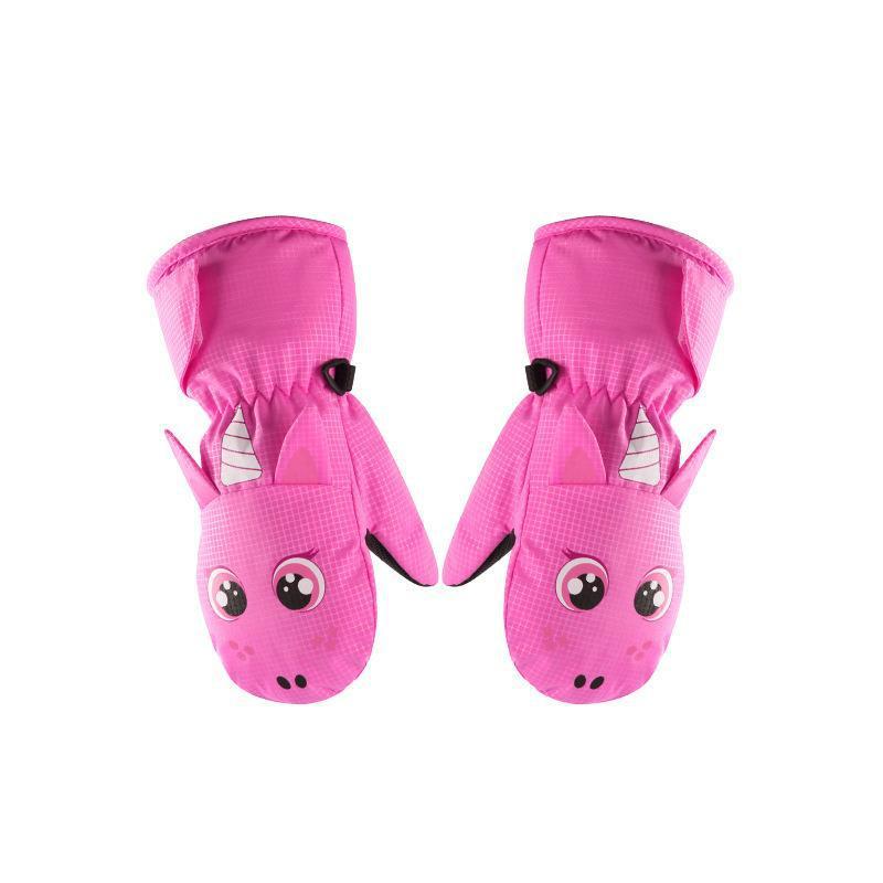 Children's Fleece-Lined Ski Gloves - Cute Cartoon Designs