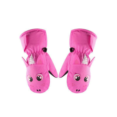 Children's Fleece-Lined Ski Gloves - Cute Cartoon Designs