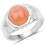 Anillo de 6.59 quilates de piedra lunar melocotón genuina y topacio blanco