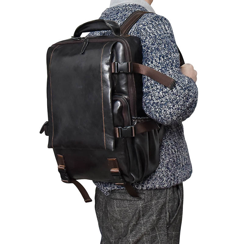 Sac à dos pour ordinateur portable en cuir de vachette premium