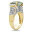 14K Yellow Gold Plated Green Amethyst & White Topaz Ring