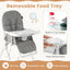 Chaise haute compacte facile à nettoyer avec plateau réglable - Gris