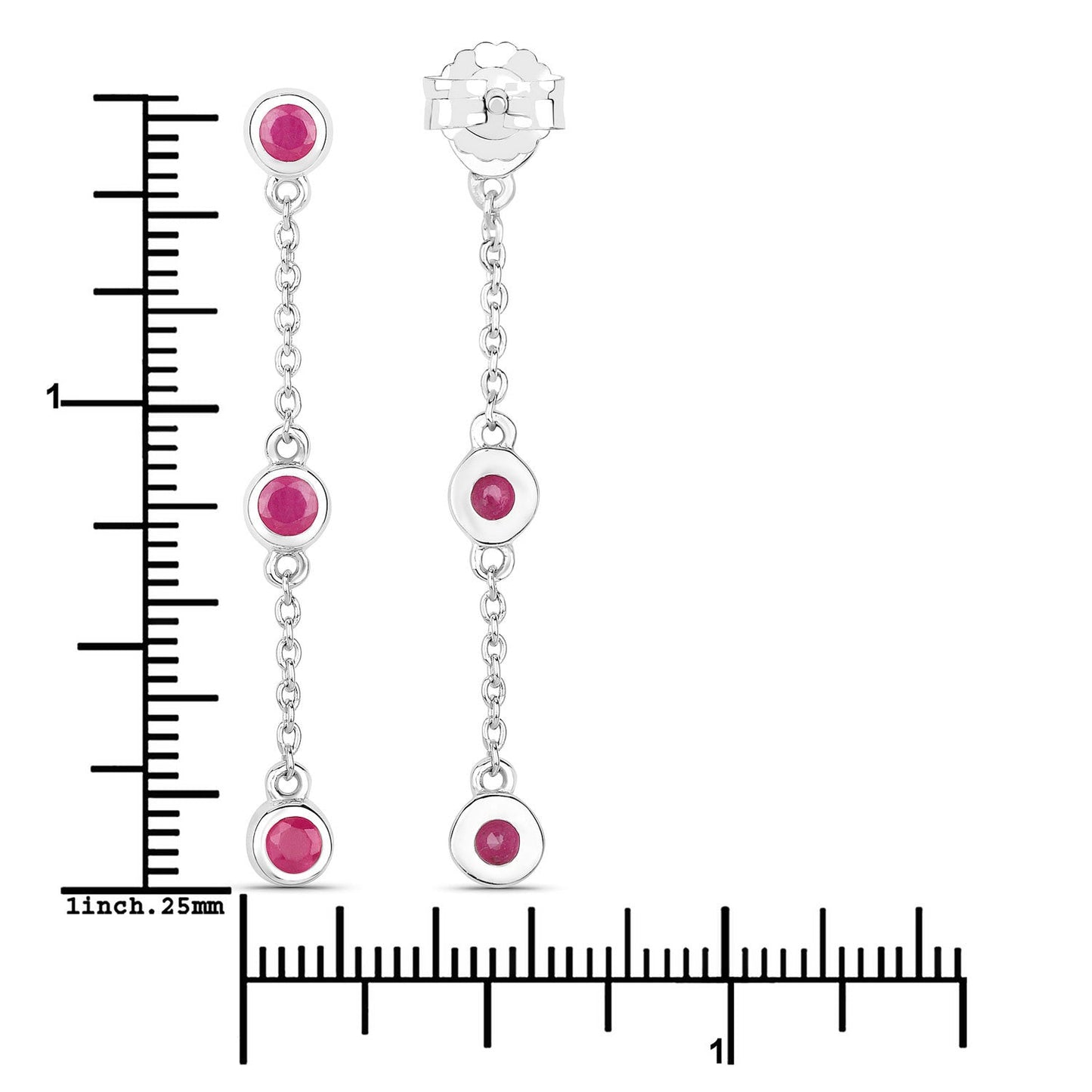 Boucles d'oreilles en argent sterling avec rubis véritable de 0,78 carat