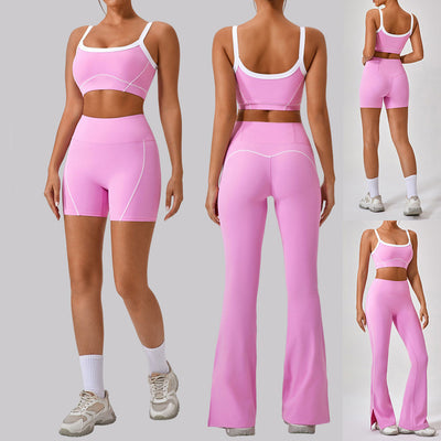 Women's Spaghetti Strap Contrast Color Activewear Set