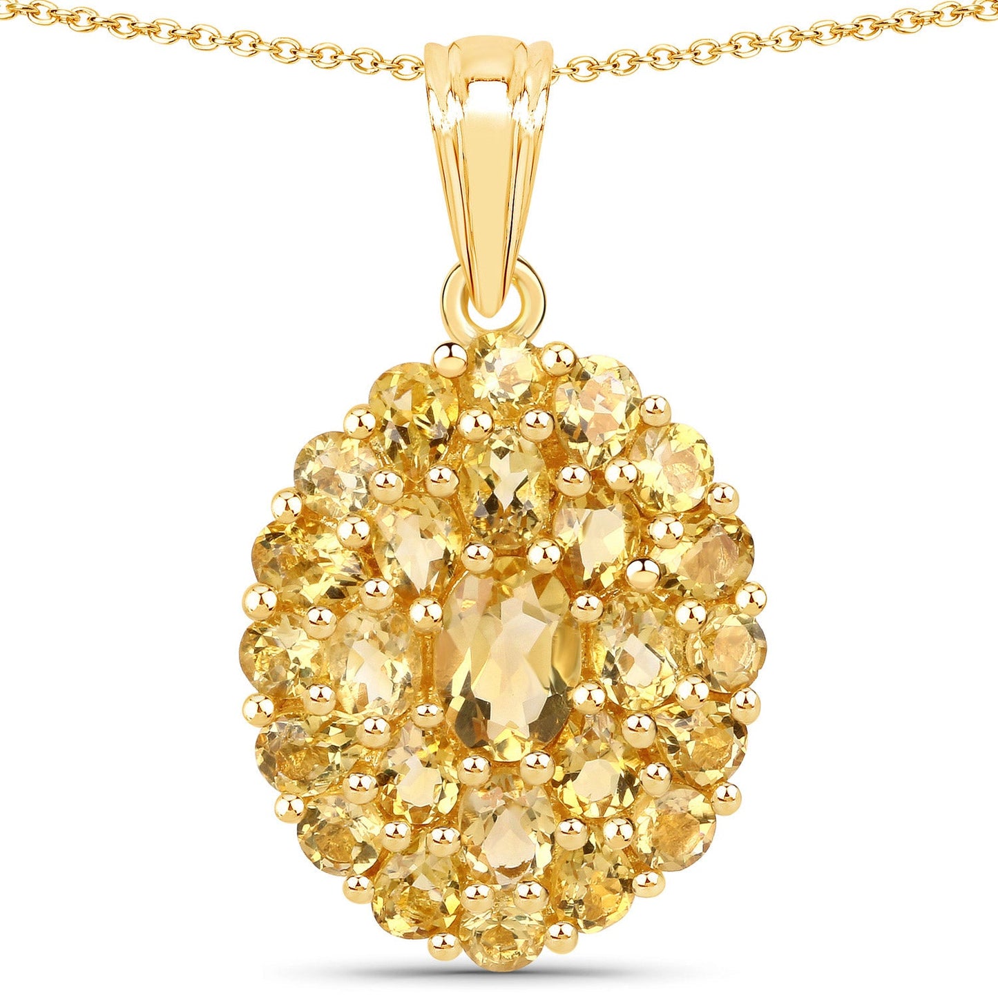 Pendentif en Citrine Naturelle de 4,16 Carats en Argent Sterling .925