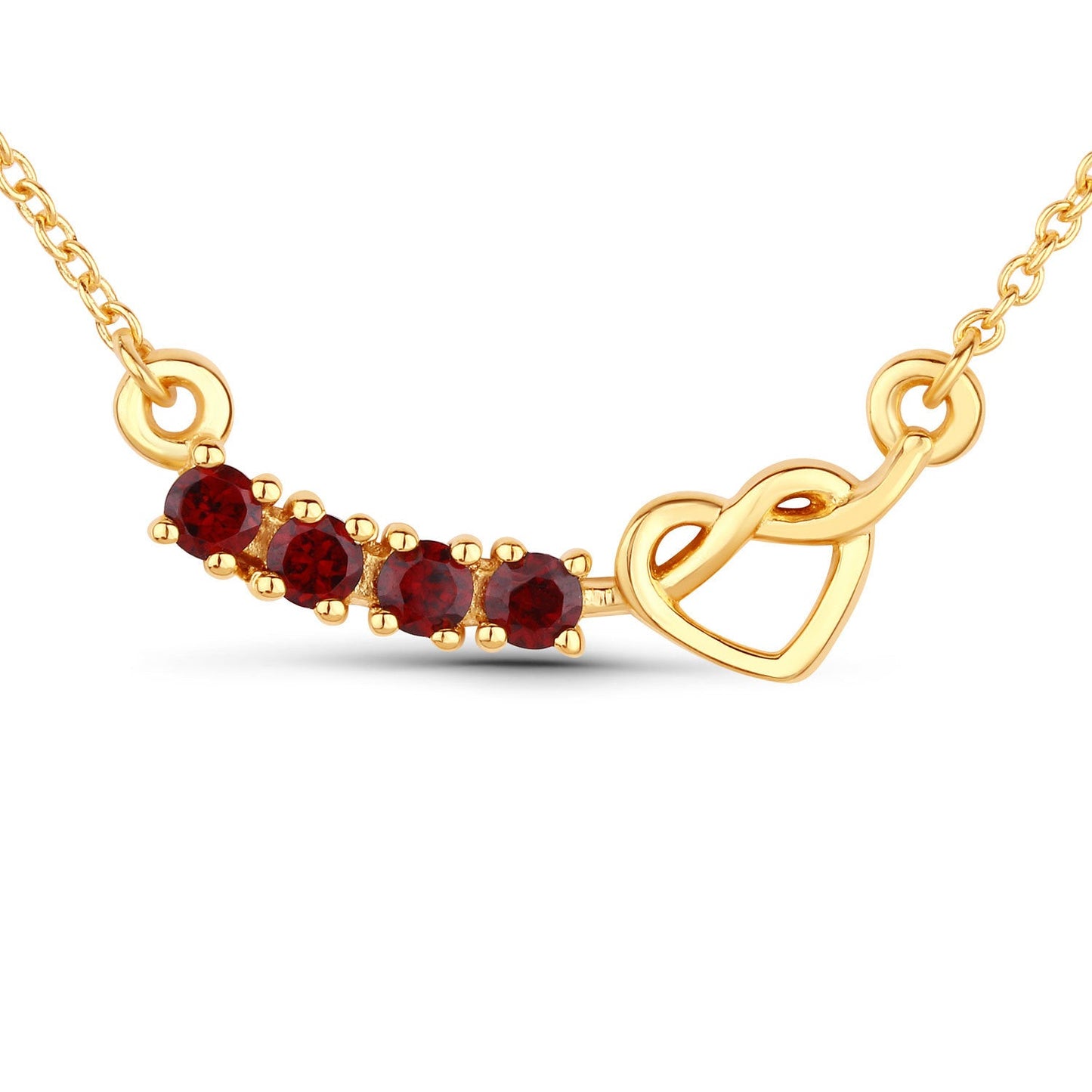 Collar Corazón de Plata Esterlina con Granate Genuino de 0.32 Quilates