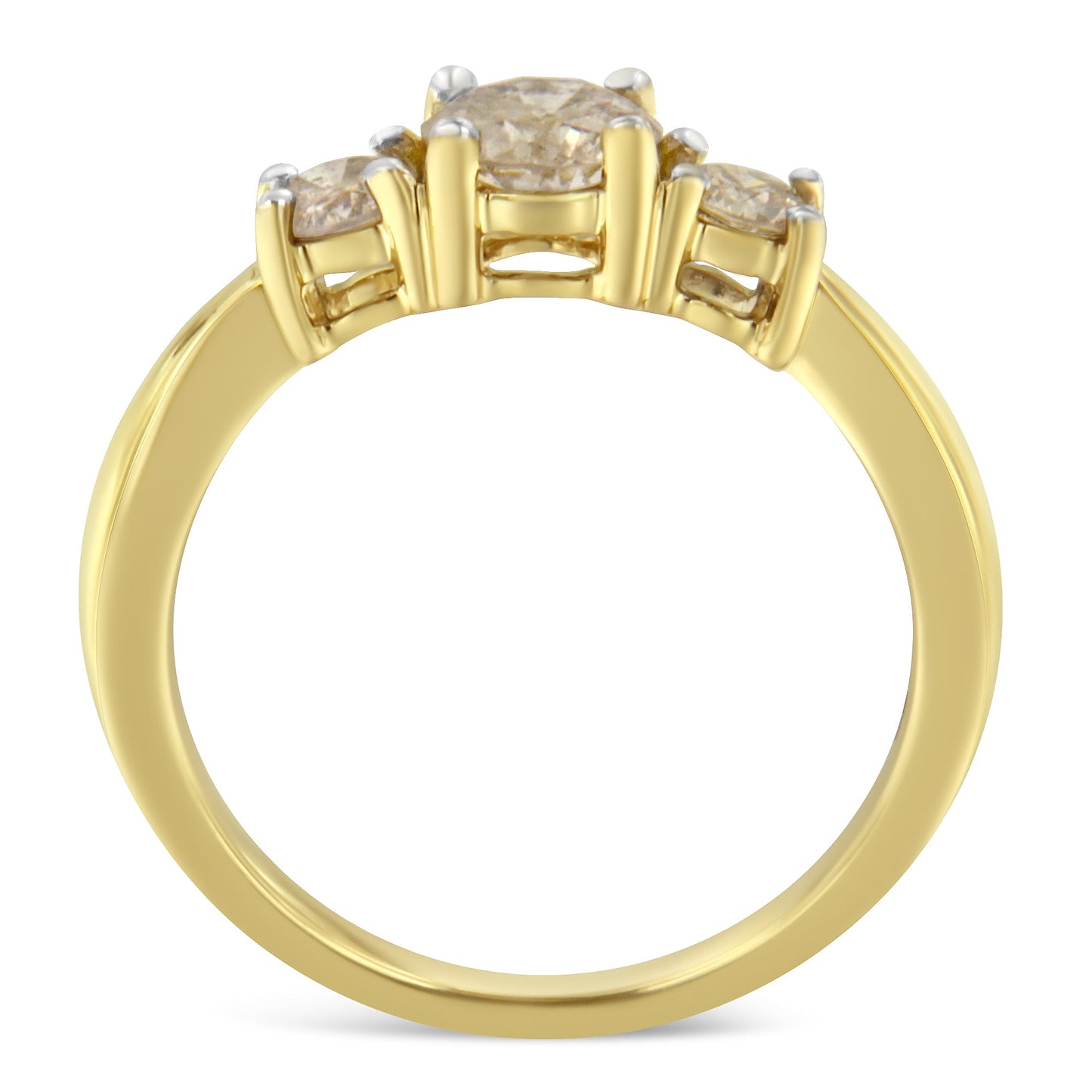 Bague en diamant à trois pierres en or jaune 10K