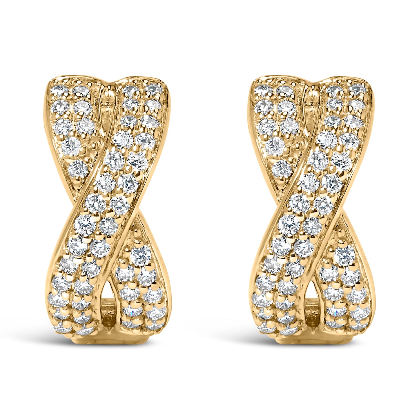 Pendientes de aro huggie de diamantes en oro amarillo de 14 quilates