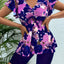 Floral Print Bandeau V Neck 2 Piece Swimsuit for Women