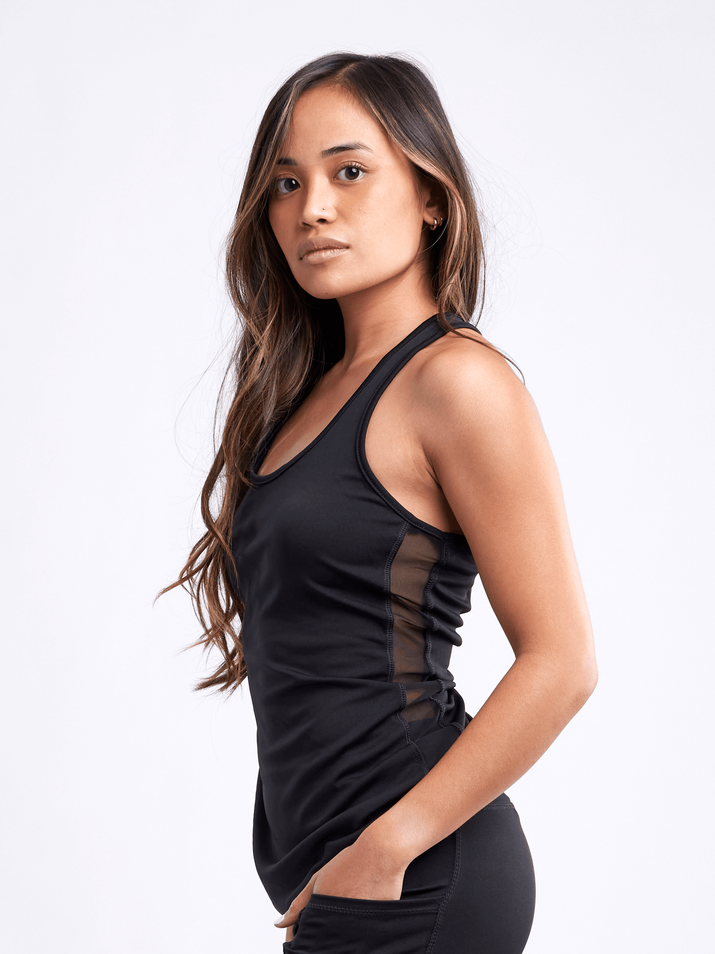 JupiterGear Women's Long Sports Tank Top with Mesh Panels