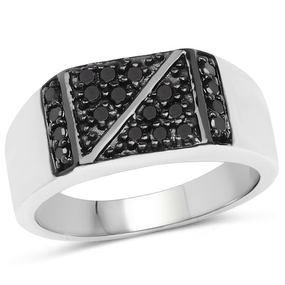 0.35 Carat Genuine Black Diamond Sterling Silver Engagement Ring