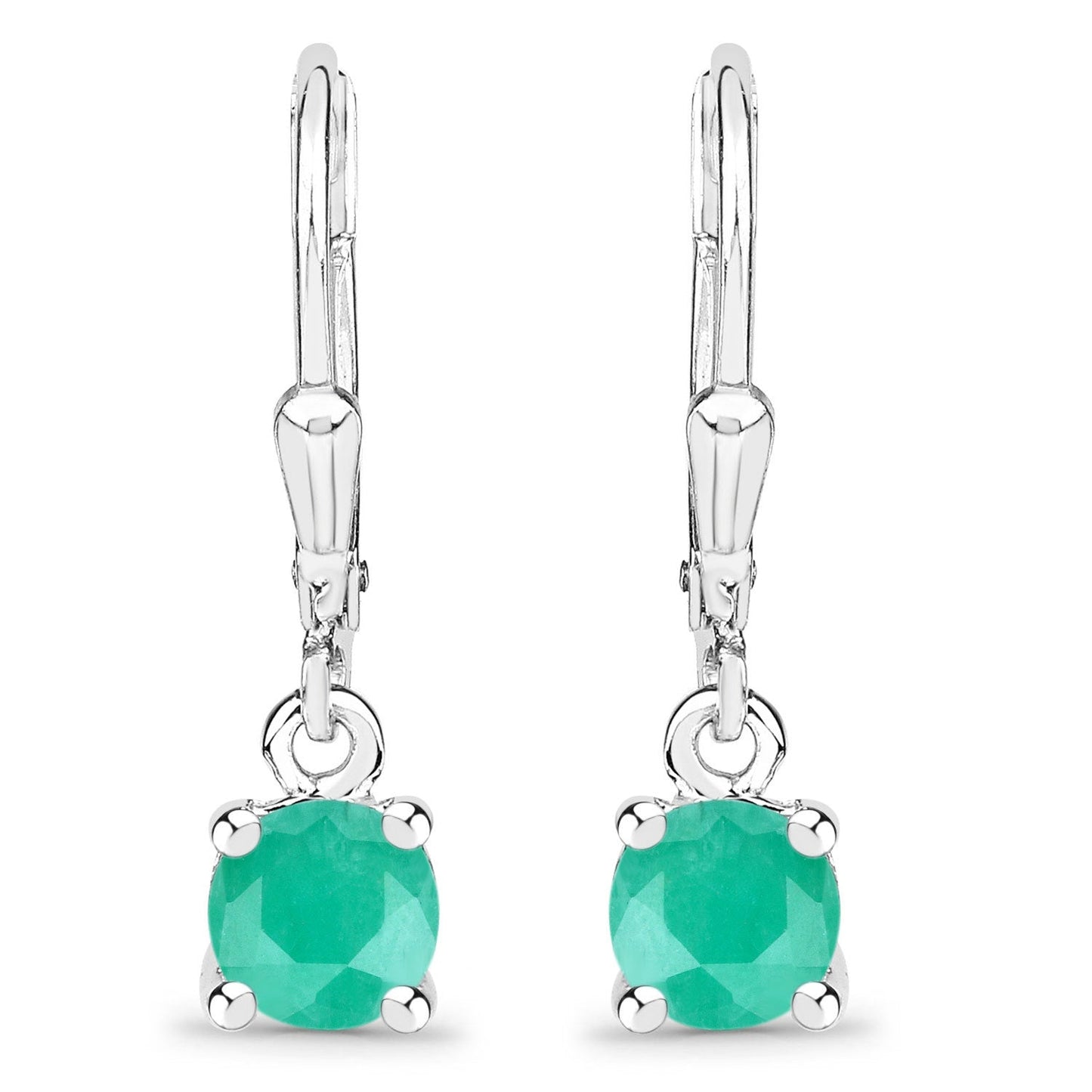 0.92 Carat Genuine Emerald Sterling Silver Dangle Earrings