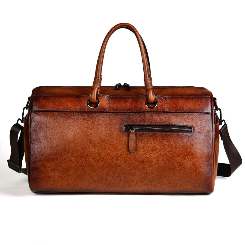 Handmade Retro Leather Satchel Bag with Large Capacity