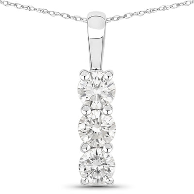 Pendentif en diamant cultivé en laboratoire de 0,75 carat en or blanc 14K