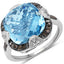 Anillo de plata esterlina con topacio azul suizo y diamantes de 8.29 quilates