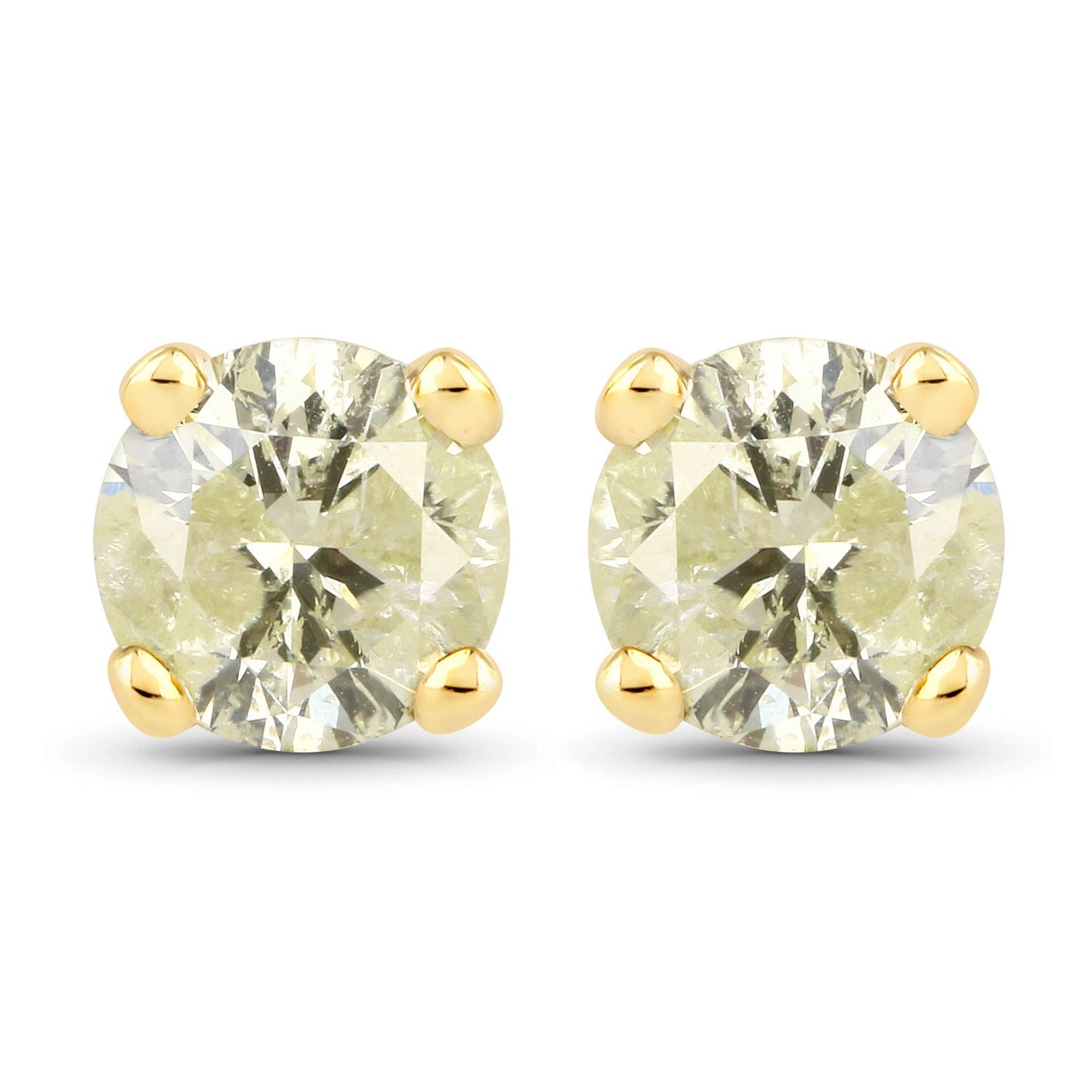Boucles d'oreilles en or jaune 14K avec diamant LB véritable de 0,95 carat