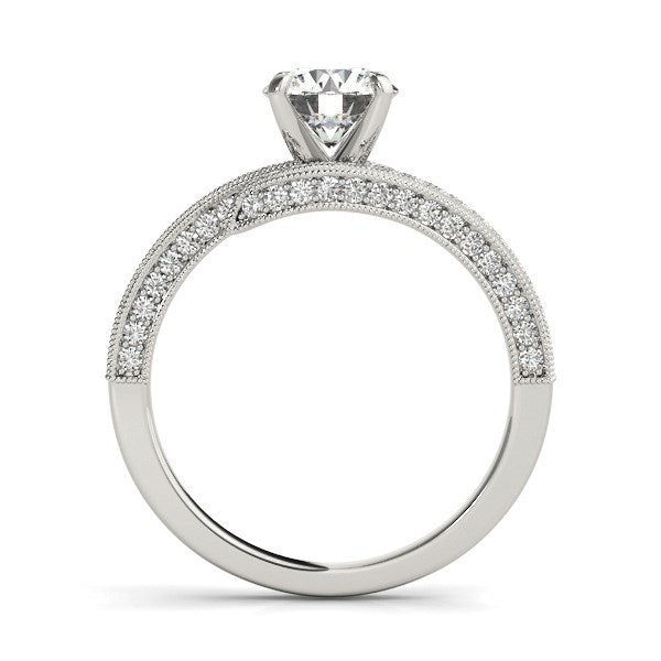 14k White Gold Round Diamond Bypass Engagement Ring