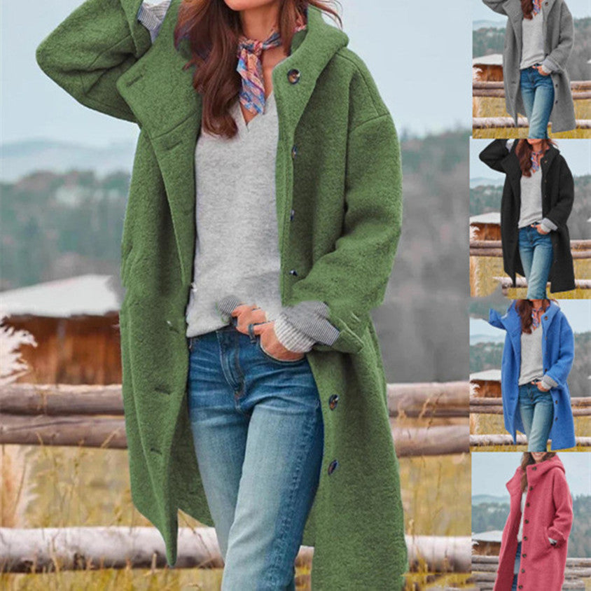 Women's Thickened Tweed Medium-Length Trench Coat