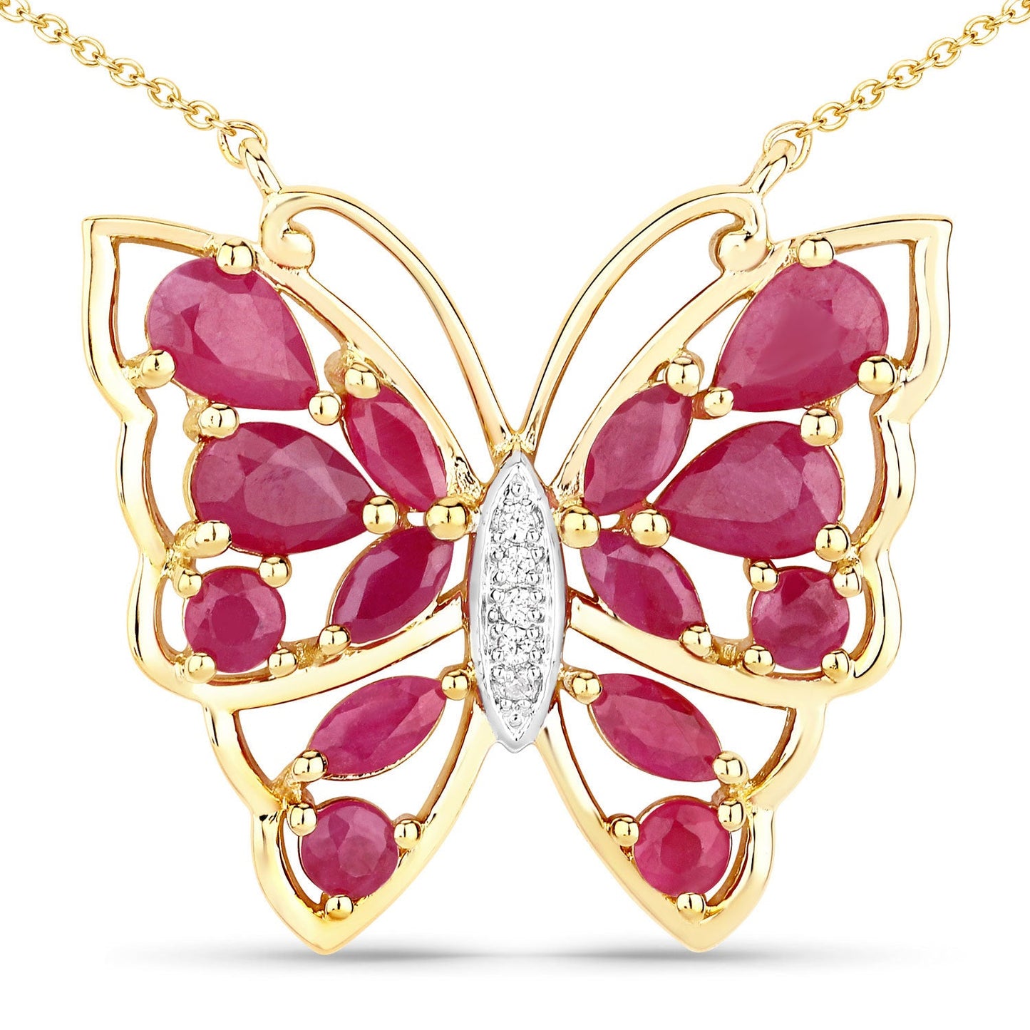 2.88 Carat Genuine Ruby and White Zircon Necklace in Sterling Silver