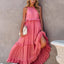 Elegant Ruffled Sleeveless Tiered Maxi Dress with Pockets