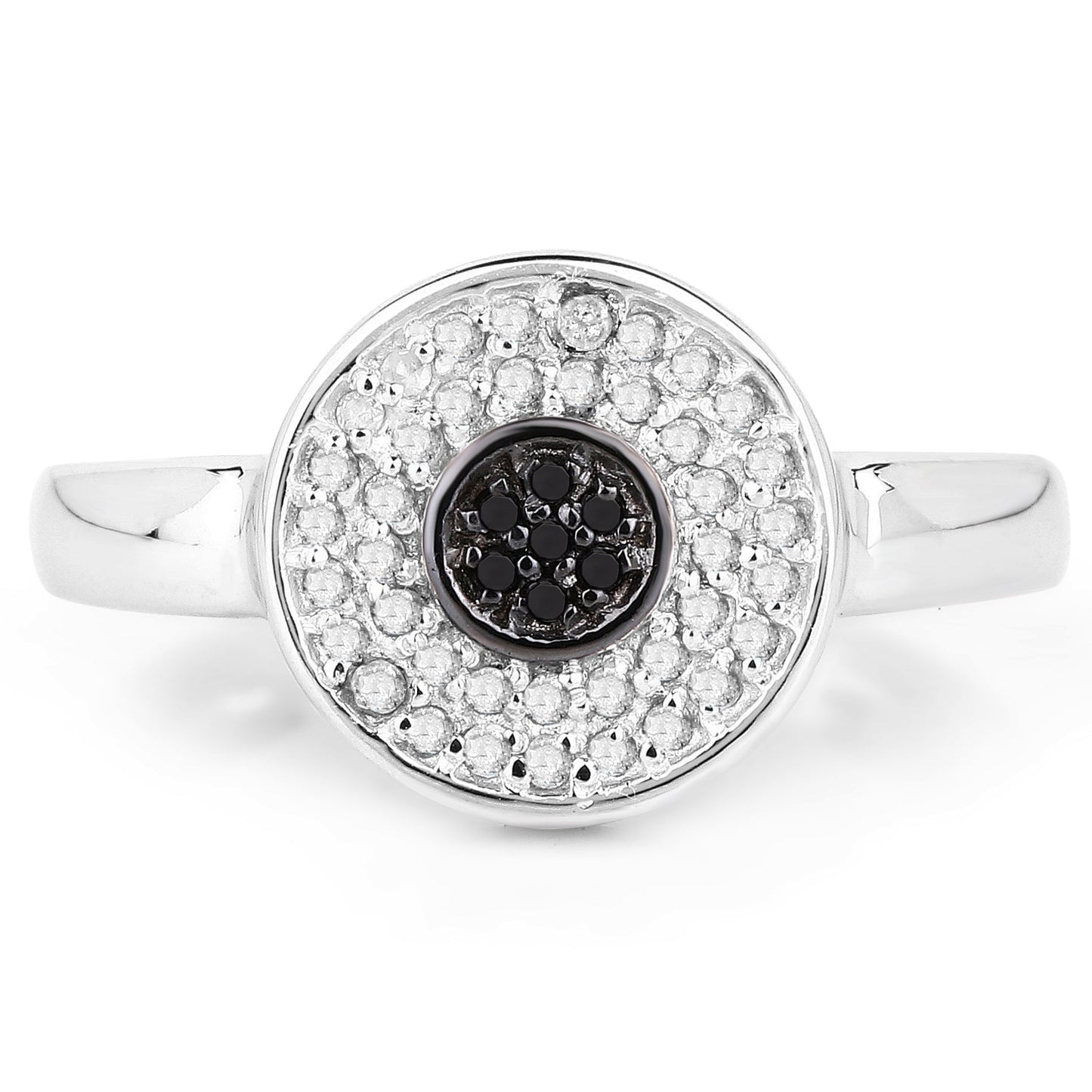 0.20 Carat Genuine Black and White Diamond Sterling Silver Ring
