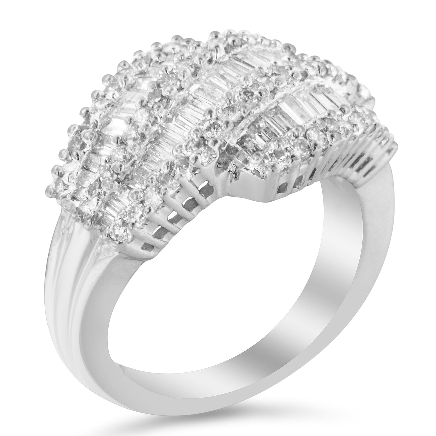 Anillo de cóctel de diamantes de oro blanco de 14K - Talla 6-1/2