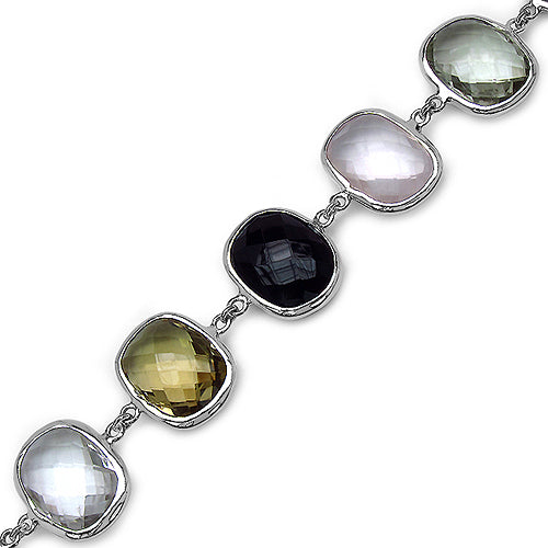 Bracelet en argent sterling .925 multi-stones de 76,43 carats