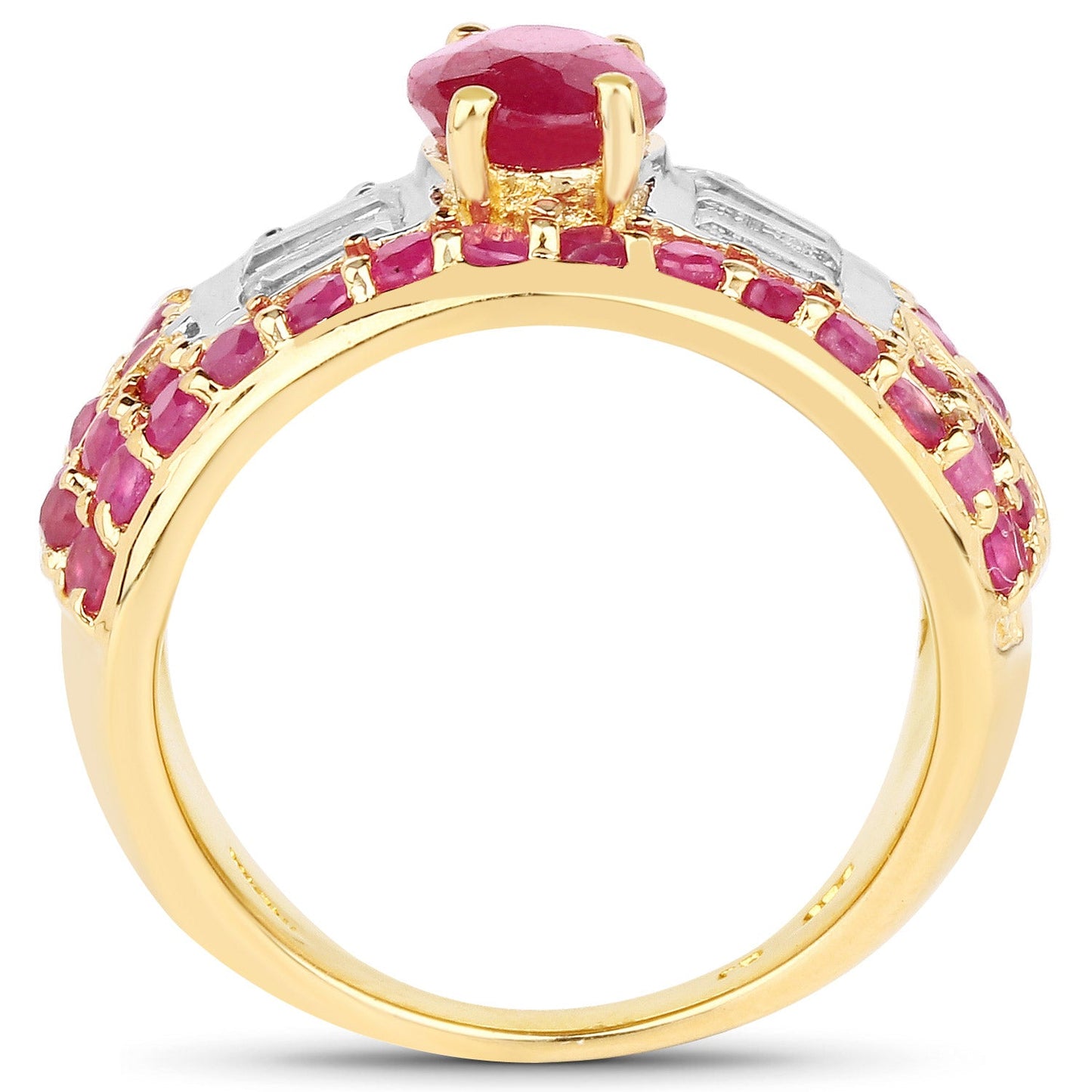 4.23 Carat Ruby and White Topaz Sterling Silver Ring