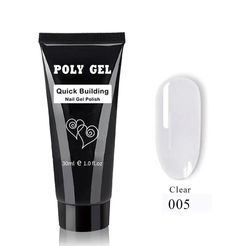 Kit de Poly Gel pour Nail Art Français avec Pinceau UV et Conseils d'Ongles