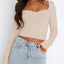 Long Sleeve Sweetheart Neck Crop T-Shirt