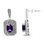 Pendientes de Stud de Plata Esterlina .925 con Acento de Amatista y Diamante